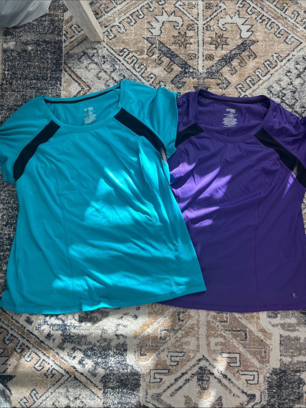 1X Danskin Now 16W Teal and Purple Short Sleeve Active Tees Pair Work Out Wear